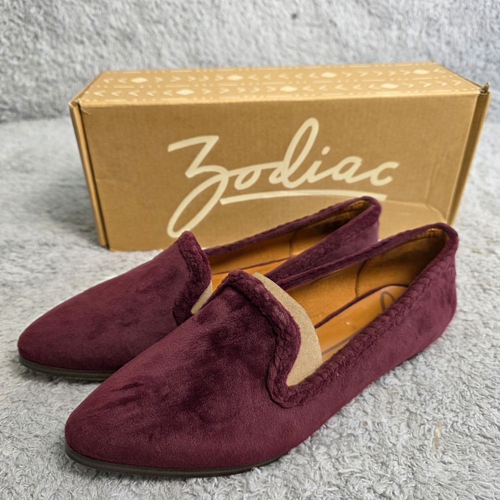 Zodiac Womens Burgundy Wine Velvet Loafers Holiday Winter Flats Shoes 5M NEW